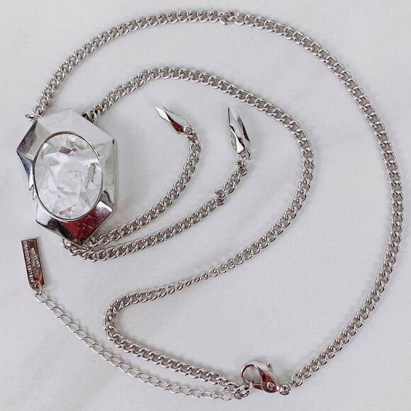 Atelier Swarovski Jean Paul Gaultier Crystal Pendant Necklace Silver Tone Modern - Picture 2 of 15